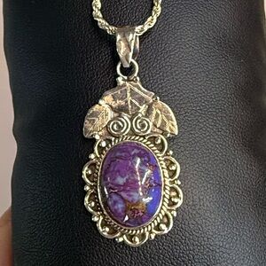 925 Purple Turquoise Pendant